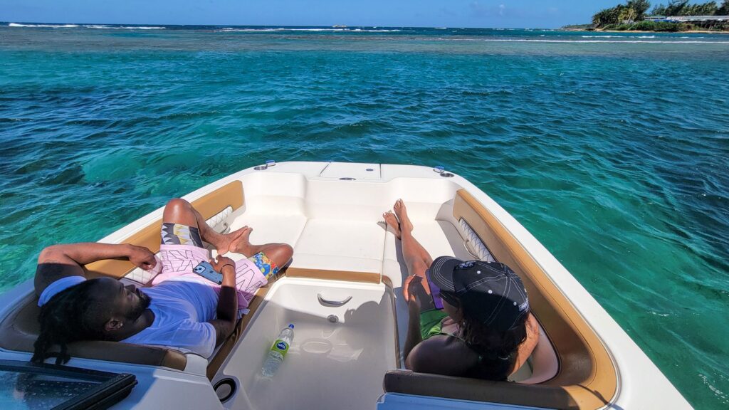Calm water on a boat ride along the coast near San Juan, Puerto Rico